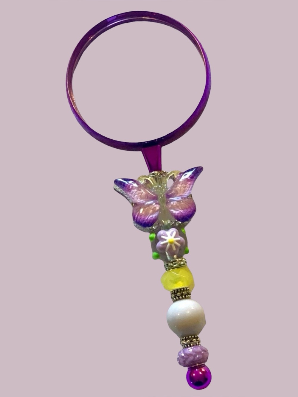 Purple gorgeous shining Butterfly focal pieceBeaded Magnifying glass - handmade